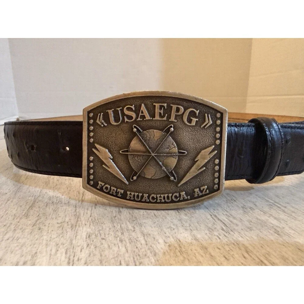 Vintage US Army USAEPG Fort Huachuca AZ Pewter Belt Buckle Walter Cribbins LTD